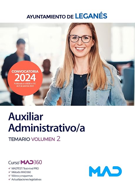 Portada de Auxiliar Administrativo/a del Ayuntamiento de Leganés. Temario Vol. 2