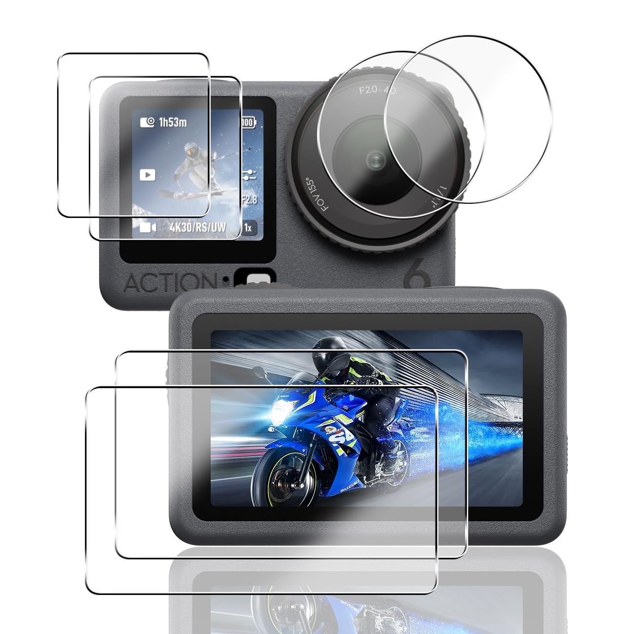 Amazon.co.jp: 【2+2+2枚セット】 対応 DJI Osmo Action 6 ガラス 