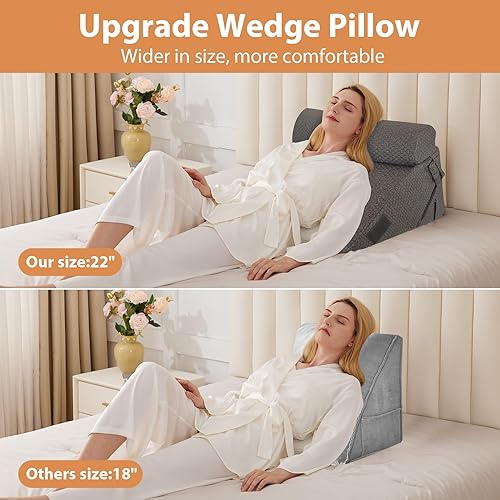 Miniatura 7 de Juego de 3 almohadas ortopédicas de cuña para cama, espuma viscoelástica ajustable, cuña de almohada para poscirugía, alivio del dolor de espalda,