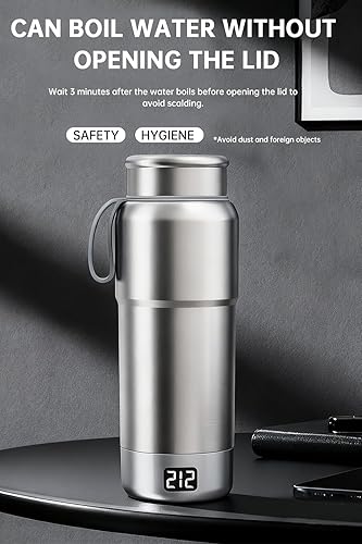 Miniatura 4 de Hervidor eléctrico portátil de titanio puro de 17.6 fl oz  Hervidor de viaje de doble voltaje 100 V-240 V con control de temperatura, ligero, a