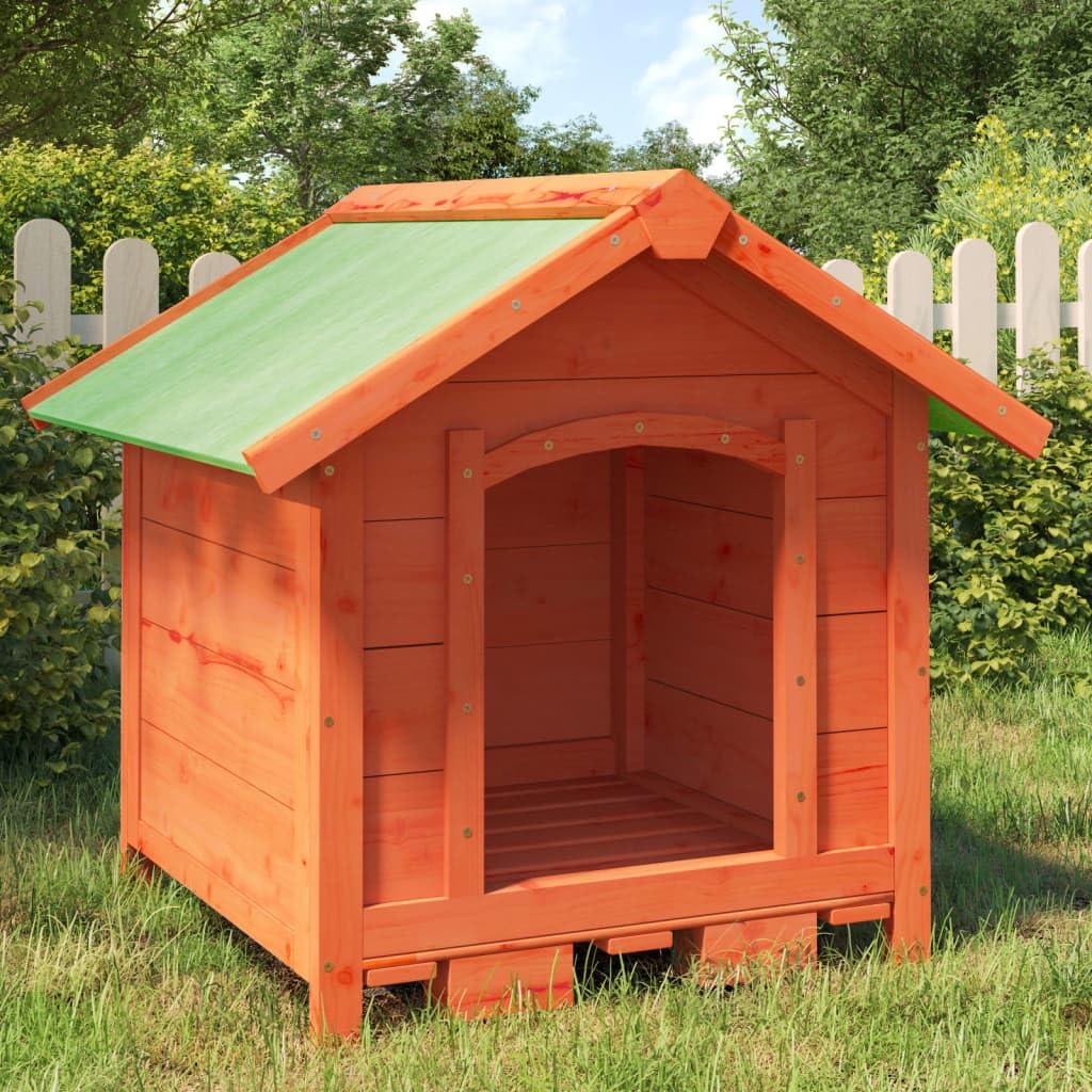 Festnight Caseta para Perros de Madera 65 x 65 x 61,5 cm Casa para Mascotas Refugio para Perros con Techo Asfáltico Impermeable Caseta de Exterior para Perros Marrón, Verde