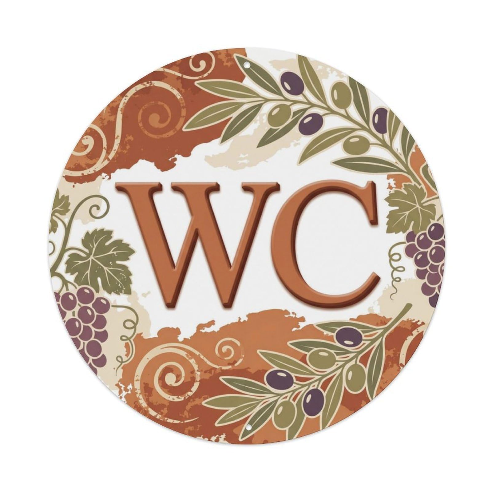 Toilet （WC） Tuscan Rustic Shield Metal Tin Sign Plaque Wall Decor for Cafe, Club Bar, Office, Home Garden Round Metal Poster 8x8Inch