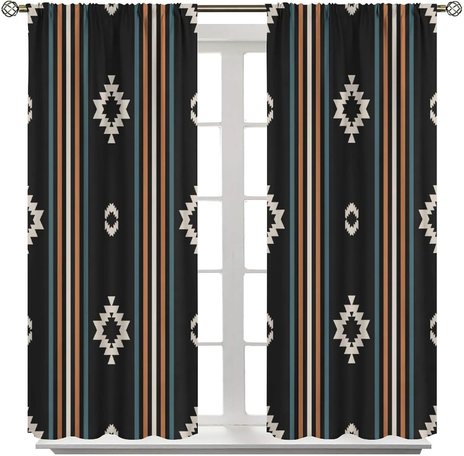 Western Aztec Curtains Native American Retro Tribal Navajo Art Printed Blackout Window Drapes for Bedroom Living Room Kitchen Decor Fabric Set 2 Panel 42x45 Inch 80% Shading Rate