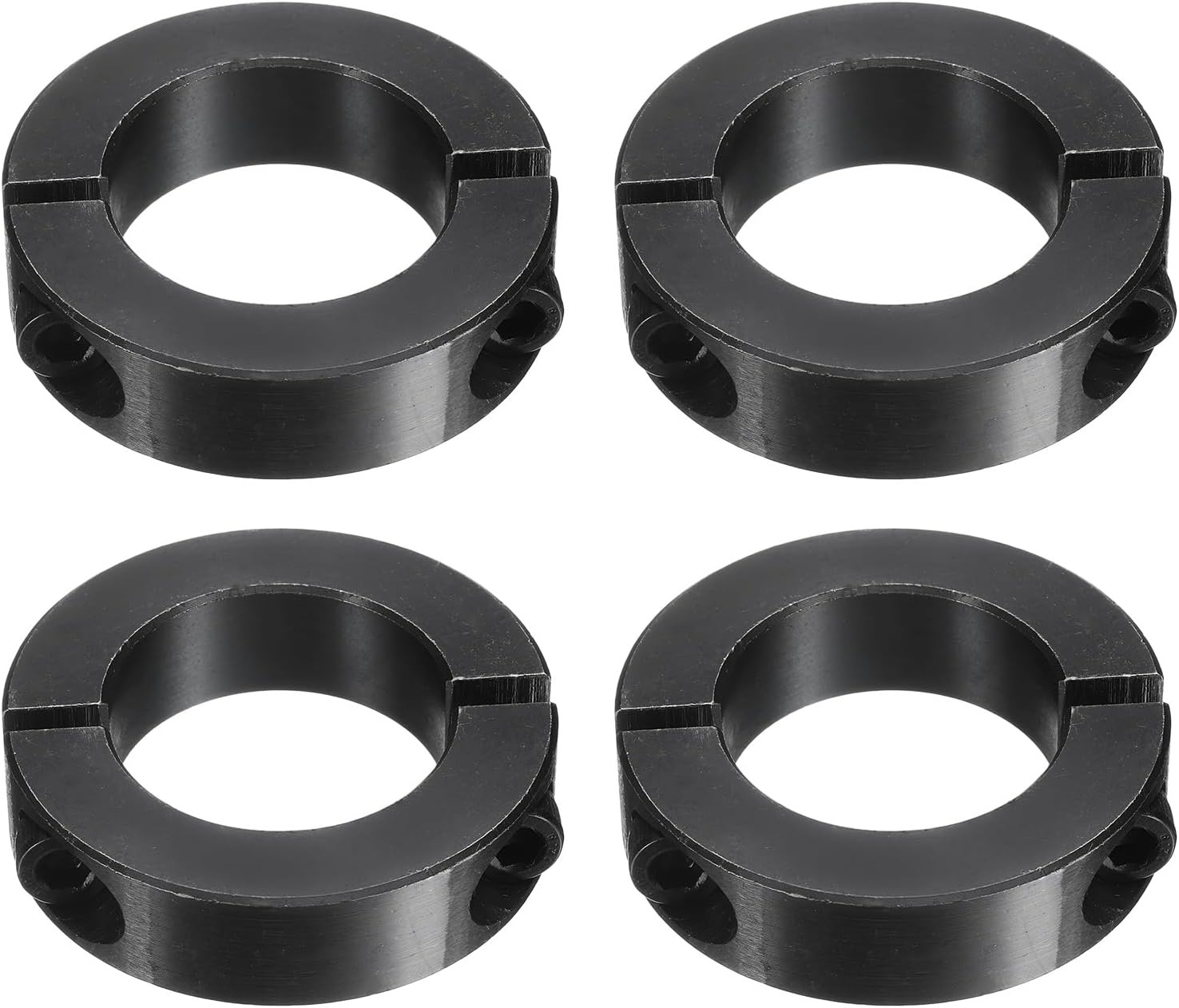 uxcell 4Pcs Double Split Shaft Collar, 35mm Bore One Piece Clamping Collar 57mm OD 15mm Thickness Black Oxide Lock Collar Clamp with Set Screws (1035 Steel)
