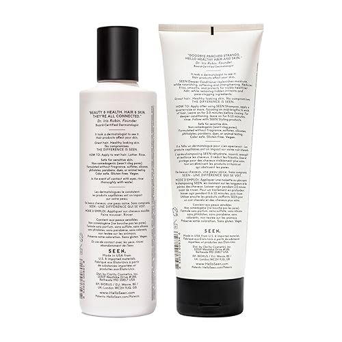 Vista 2 de SEEN Paquete de champú y acondicionador más profundo, sin fragancia, juego de cuidado del cabello no comedogénico, desarrollado por dermatólogos