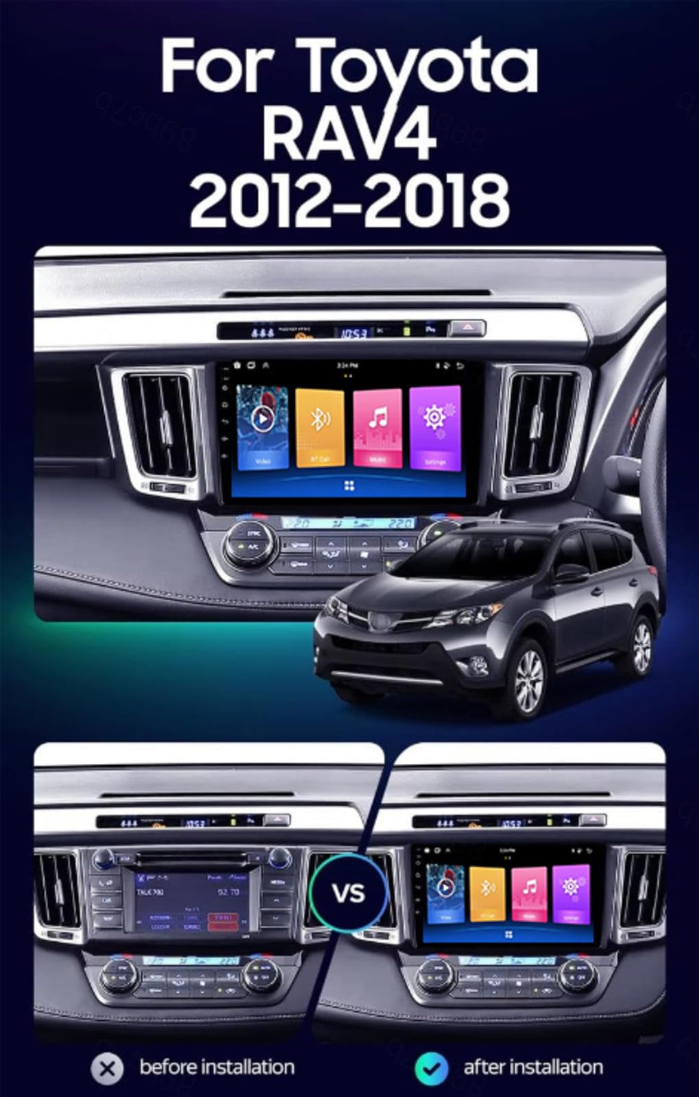 Android 15 Car Stereo 9" Samochód Dla Toyota RAV4 4 XA40 5 XA50 2012-2018,M105