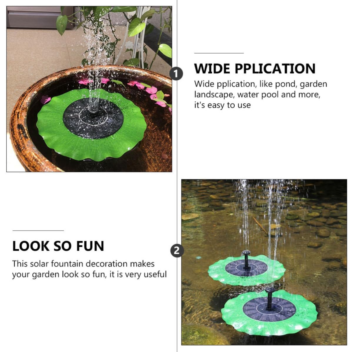jojofuny Fuente Solar para Baño de Pájaros Bomba de Abs y Silicio Monocristalino para Estanques y Piscinas Exteriores de Jardín