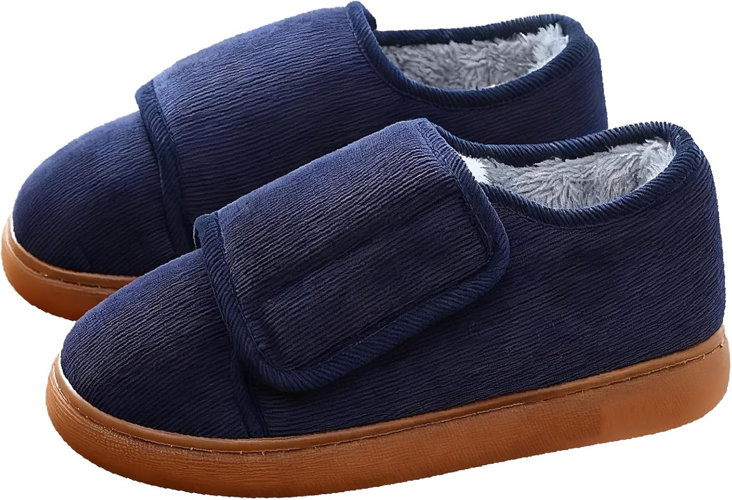 Diabetic Shoes for Women Men Warm Fur Lining Non-Slip Slippers Winter Snow Boots Comfortable Adjustable Straps for Swollen Feet