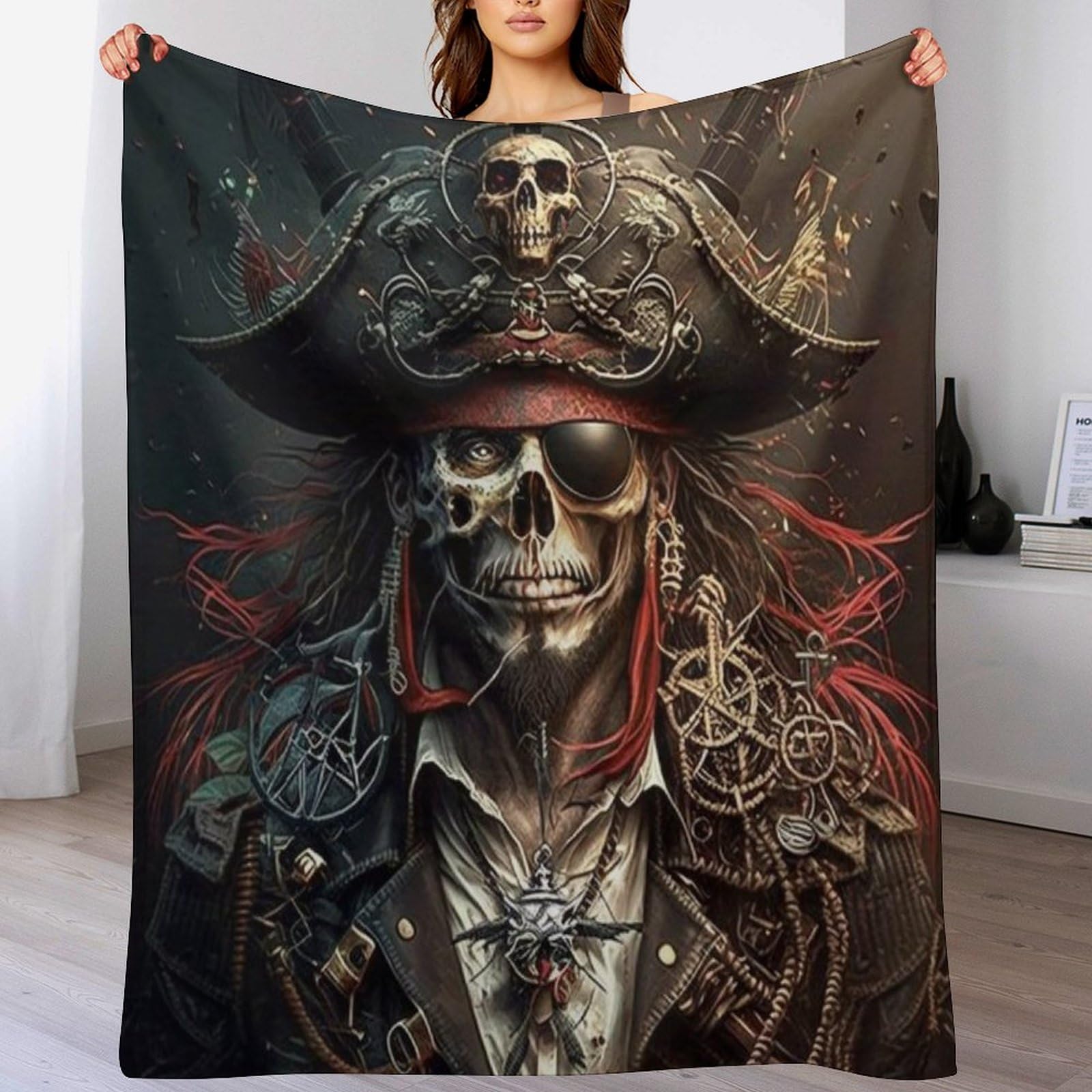 Manta de forro polar de franela pirata para sofá cama de 130x150 cm