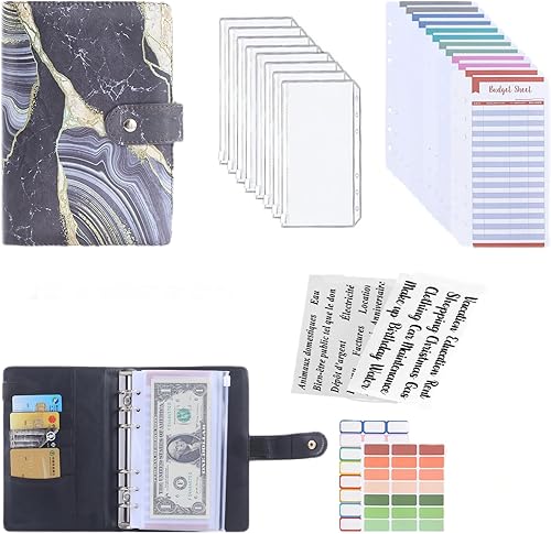 Carpeta de presupuesto 3D Starring Sky A6, planificador ahorrador de dinero con cremallera, sobres para efectivo, hoja y calcomanías para