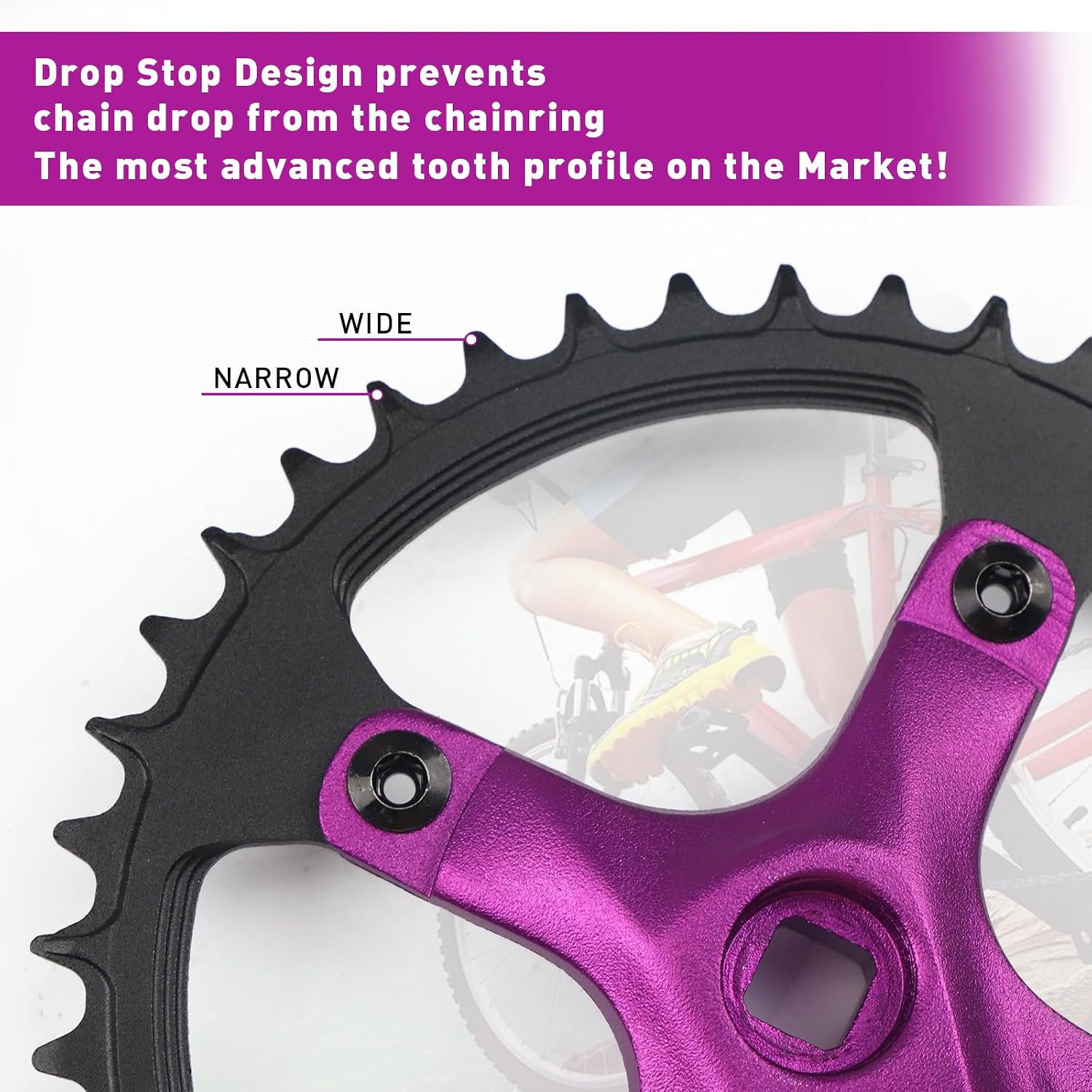 WEEROCK Mountain Bike Crankset Aluminium Alloy 1 Piece/Single 42T Charing Crank Set with 170mm Arm 104 BCD, Compatible with Single Speed Bicycle and 6/7/8/9/10/11 Speeds MTB Bike