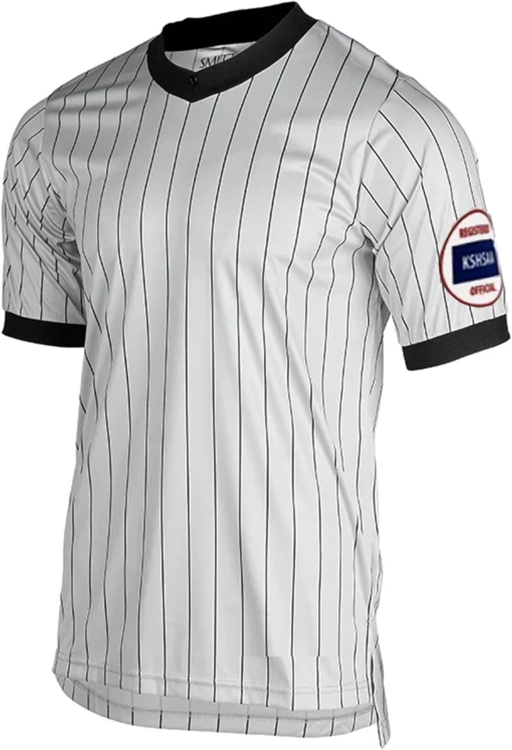 Smitty | KS-205 | Kansas KSHSAA Logo Dye Sublimated Grey V-Neck Wrestling/Basketball Referee Short Sleeve Shirt