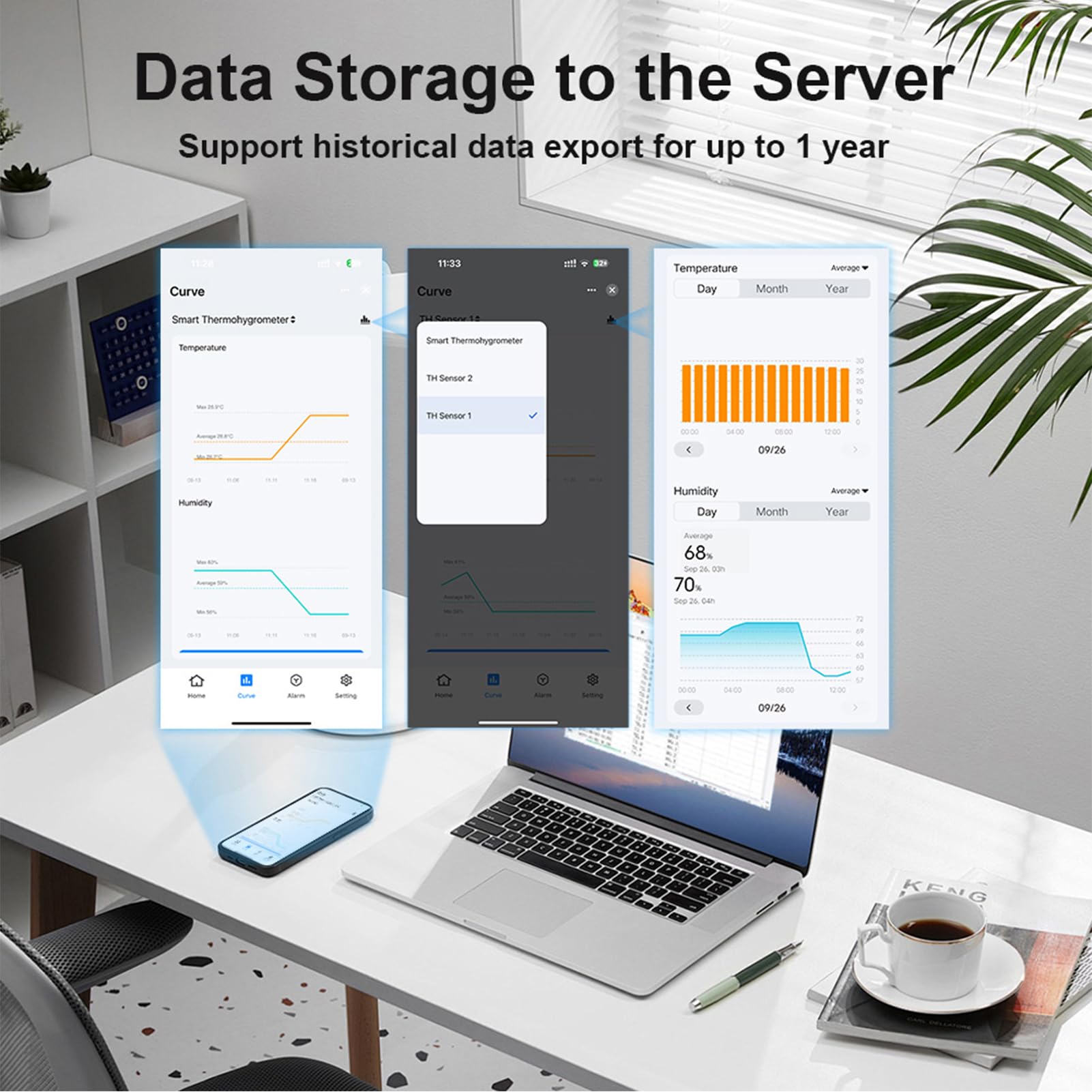 Monitoraggio Digitale Remoto dell'umidità della Temperatura Controllo App Wireless Sensore Intelligente per Serra da Garage Lettura Accurata del Termometro per Interni Ed Esterni