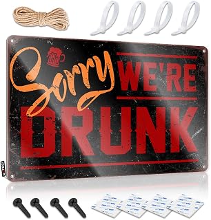 Man Cave Rules Sorry We'Re Drunk Sign Vintage Coffee Sign Gaming Metal Tin Decor(20X30CM)