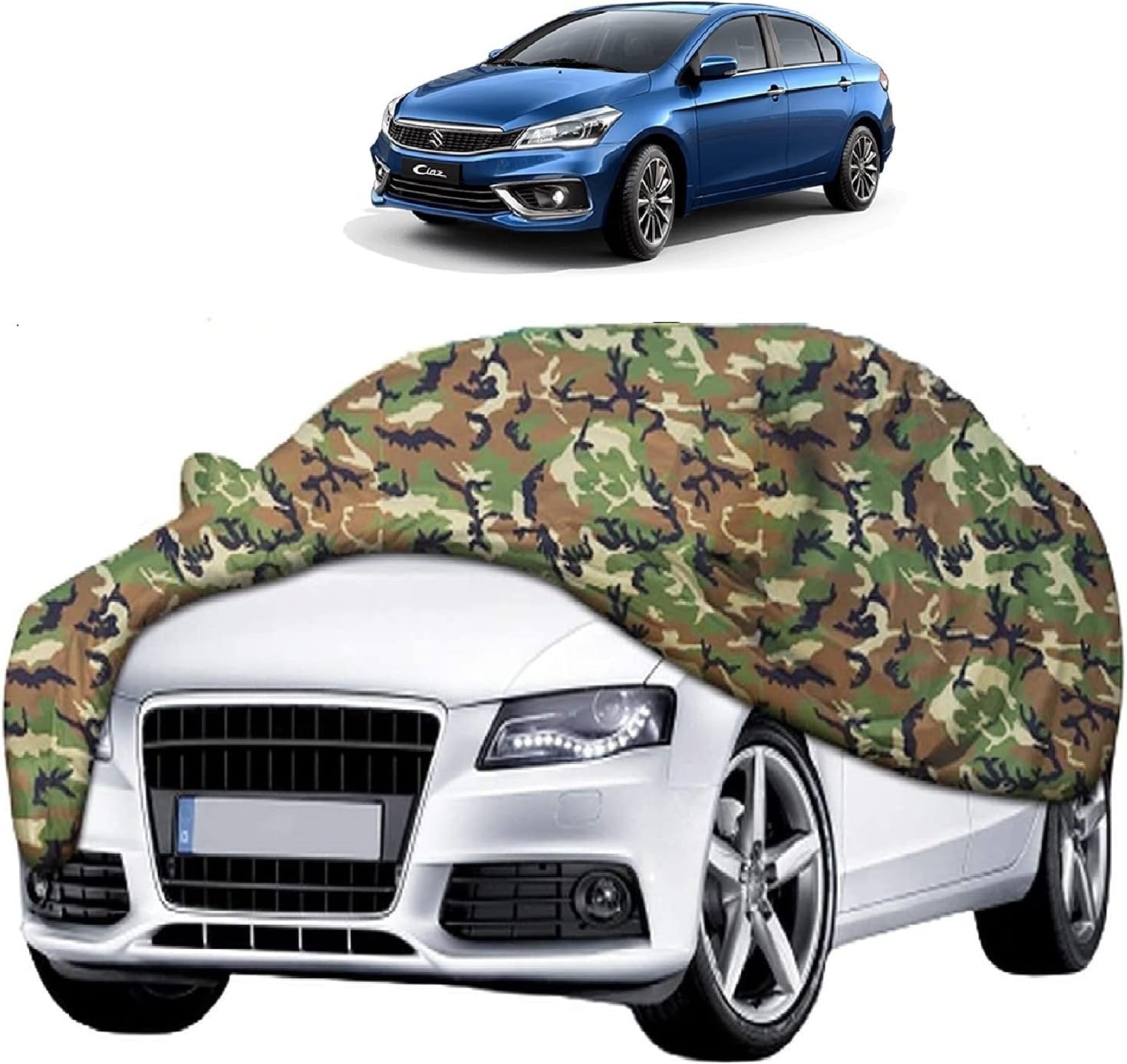AutoPrime Maruti Suzuki Ciaz WaterResistant Car Cover All Weather Windproof UV Protection Outdoor Indoor with Mirror Pocket (Multicolor)