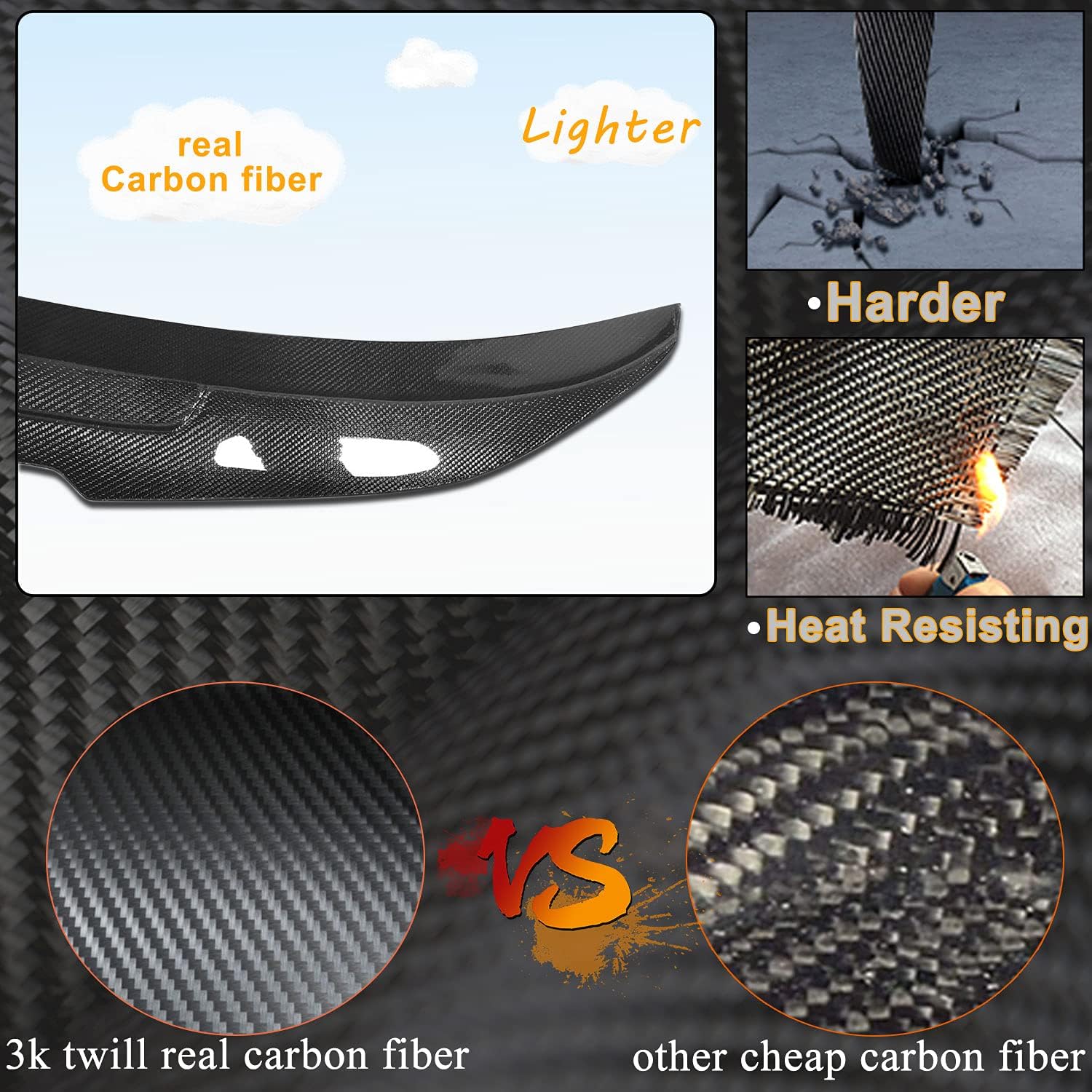 MCARCAR KIT Real Carbon Fiber Trunk Spoiler for BMW 3 Series F30 2013-2018&F80 M3 2014-2018 328i 335i 320i 330i 340i 316i 318i Rear Boot Lid Highkick Spoiler Wing Lip (Carbon Fiber)