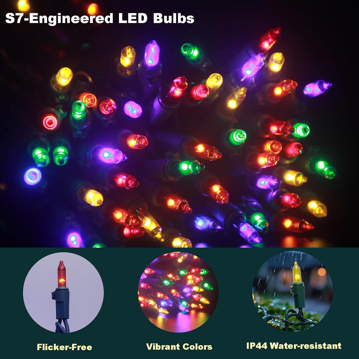 35FT 100ct LED Christmas String Lights, Green Wire Christmas String Lights for Indoor Outside Holiday and Tree Decor, Patio Hanging Lighting Decorations, UL Certified
