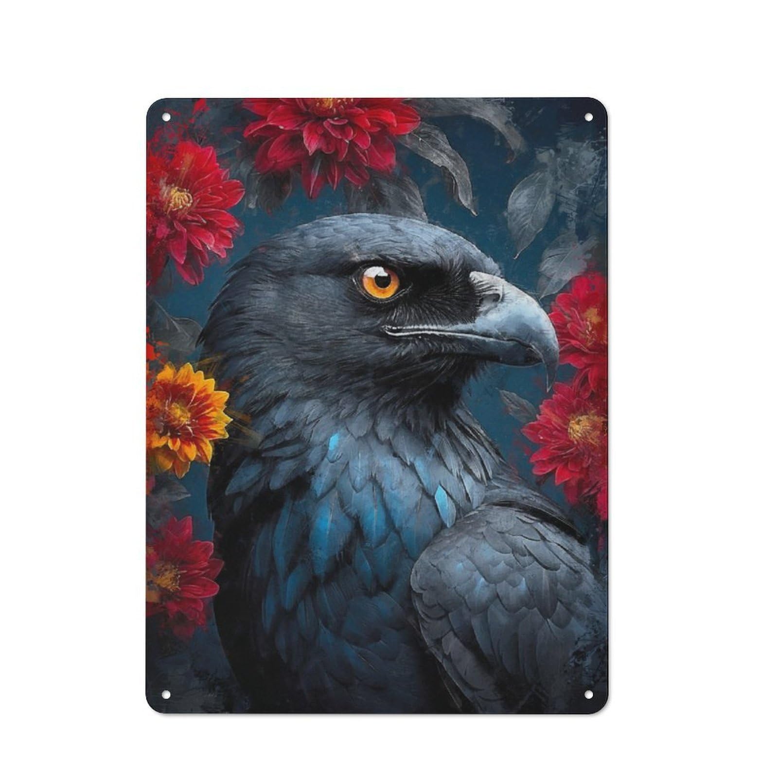 Junmoney Inkwatch The Crows Reverie Rustic Tin Wall Plaque 40X30cm For Home Bar Wall, For Vintage Wall Decor Fans, For Living Room And Hallway Decor