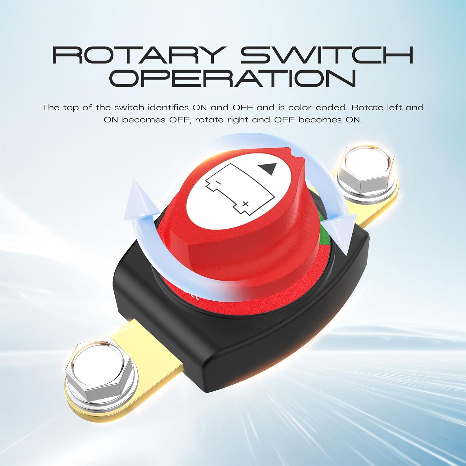 Side Post Battery Disconnect Switch, CNAODUN Battery Cut Off Switch 12-48V Heavy Duty Battery Shut Off for Car RV Boat and Vehicle(On/Off)