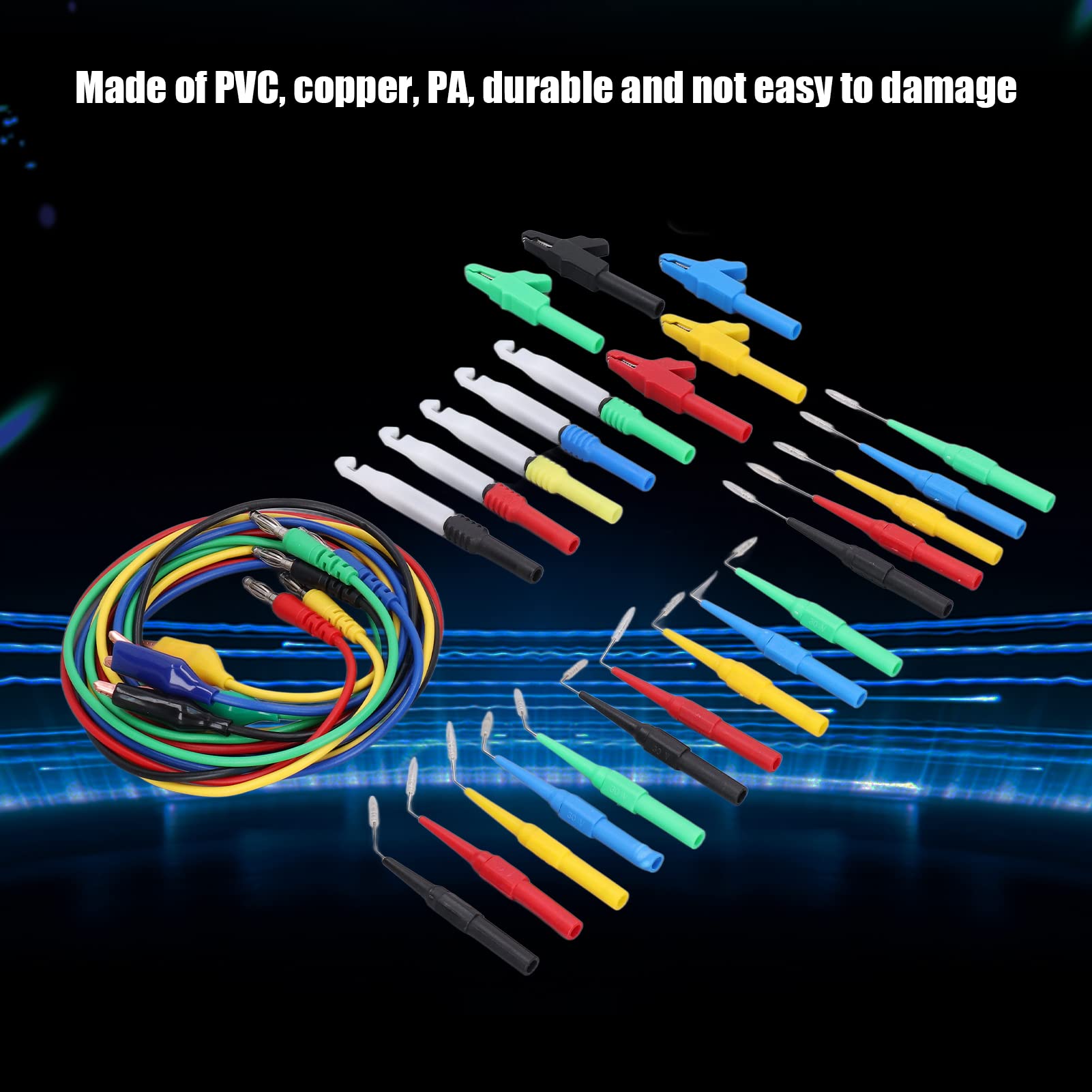 Banana Plug Test Leads Kit, Good Conductivity 90° 135° 180° Back Probes 4mm Banana Multimeter Test Lead Set for Car Repairing Diagnostic Circuit Testing