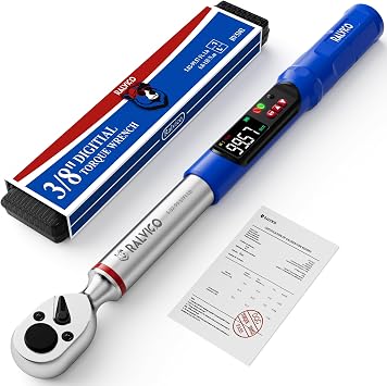 Digital Torque Wrench 3/8 Driver For Motorcycle Engine maintenance | 5.02-99.57 Ft-Lb 6.8-135 N.m,2% Accuracy,Peak & Track Mode,Color LED & Buzzer Alerts,Quick Release Head
