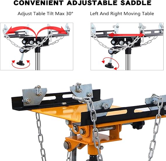 Adjustable Transmission Jack 1660LBS, Telescoping Hydraulic Transmission Jack 0.75T with 2 Stage Hydraulic 360 Swivel Wheel, 34-68 Heavy Duty High Lift, Garage/Shop Lift Hoist (Yellow)