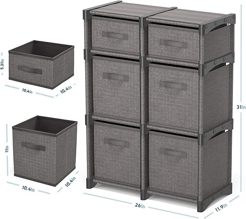 Miniatura 3 de Organizador de almacenamiento de 6 cubos, estante organizador de cubos grises, estantes organizadores de cubos de almacenamiento con cubos de