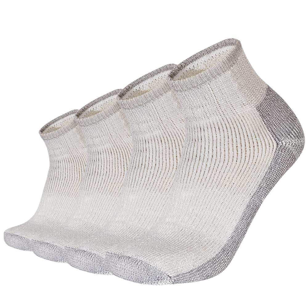 enerwear4P Pack Men's Merino Wool Cushion Trail Low Cut Socks (10-13,Grey)
