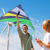 Vista 2 de Large Rainbow Delta Kite for Kids & Adults,Single Line Beach Kite for Kids Ages 4-8 & 8-12,Easy to Fly for Toddlers and Beginners