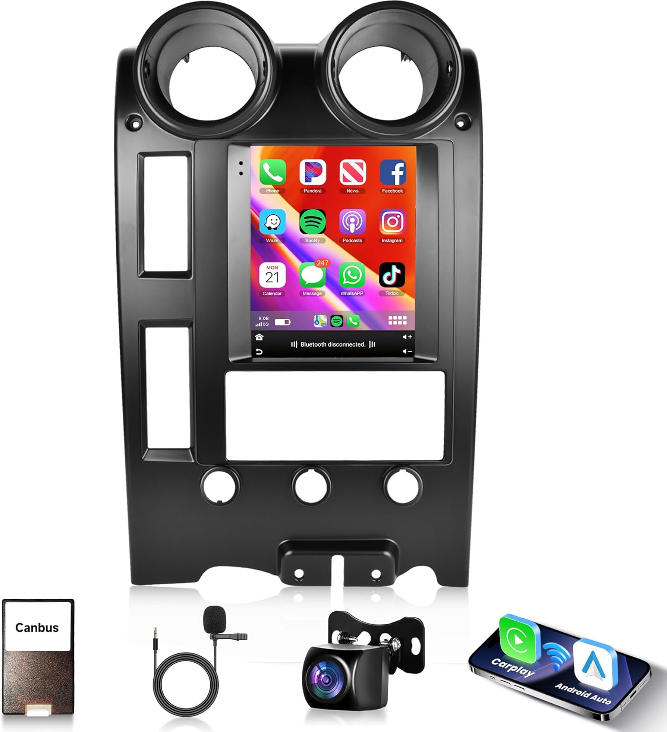 8Core 6G+128G Rimoody Android 15 Car Stereo Radio for Hummer H2 2002-2007, Wireless CarPlay Android Auto 9.7 inch Vertical Touchscreen GPS WiFi Mirror Link Bluetooth FM/RDS EQ USB + Backup Camera