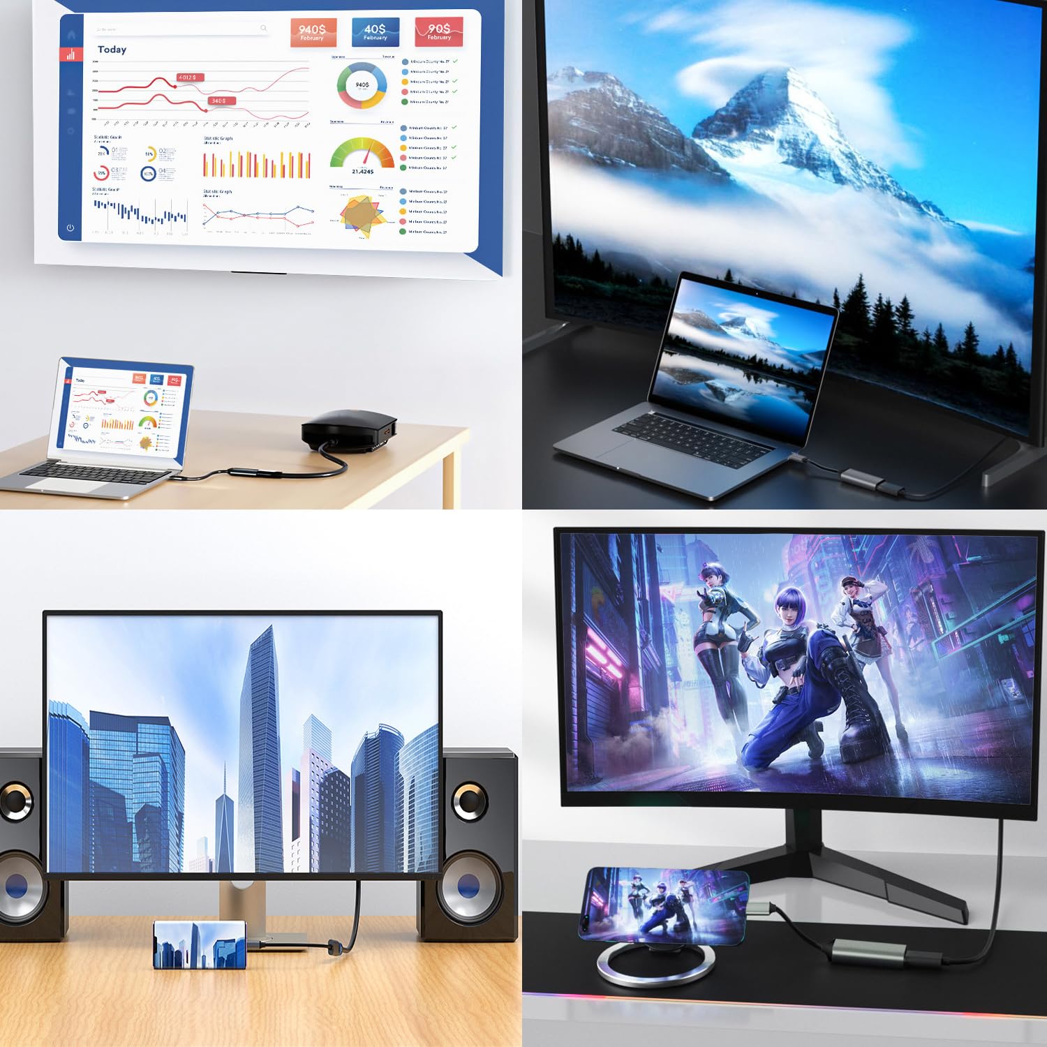 Mepsies Adattatore USB C a HDMI 4K, Convertitore USB Type-C a HDMI Compatibile con iPhone 17/16/15, Galaxy S25 S24 S23 A56 A16 A36, MacBook Pro/Air, Dell, Surface e Altri
