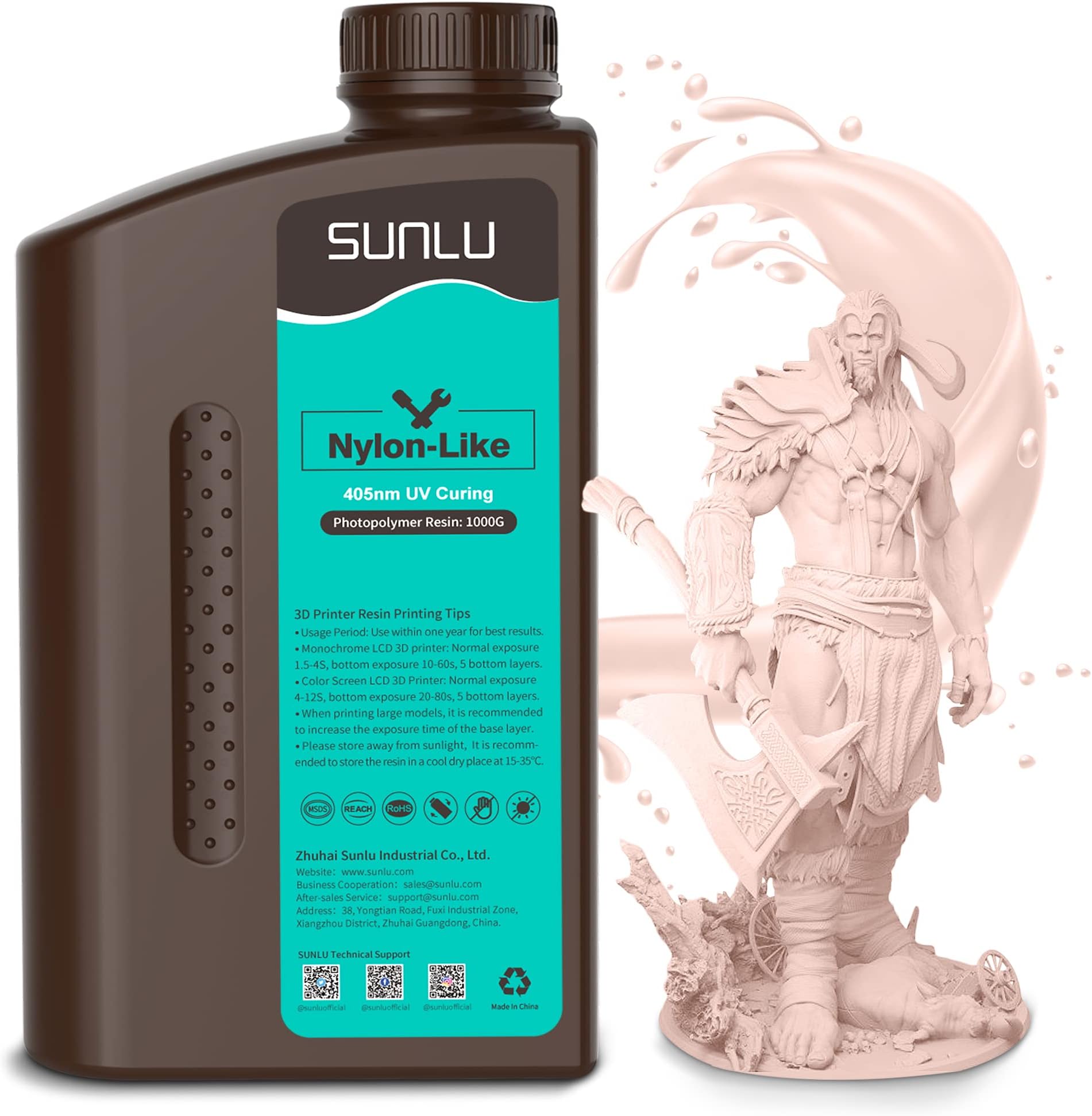 3D Printer Resin, Strong Durable Nylon Like 3D Resin for LCD DLP SLA Resin 3D Printers, 395-405nm UV Light Curing 3D Printing Liquid Photopolymer Resin, Good for Functional Parts, 1000g, Beige