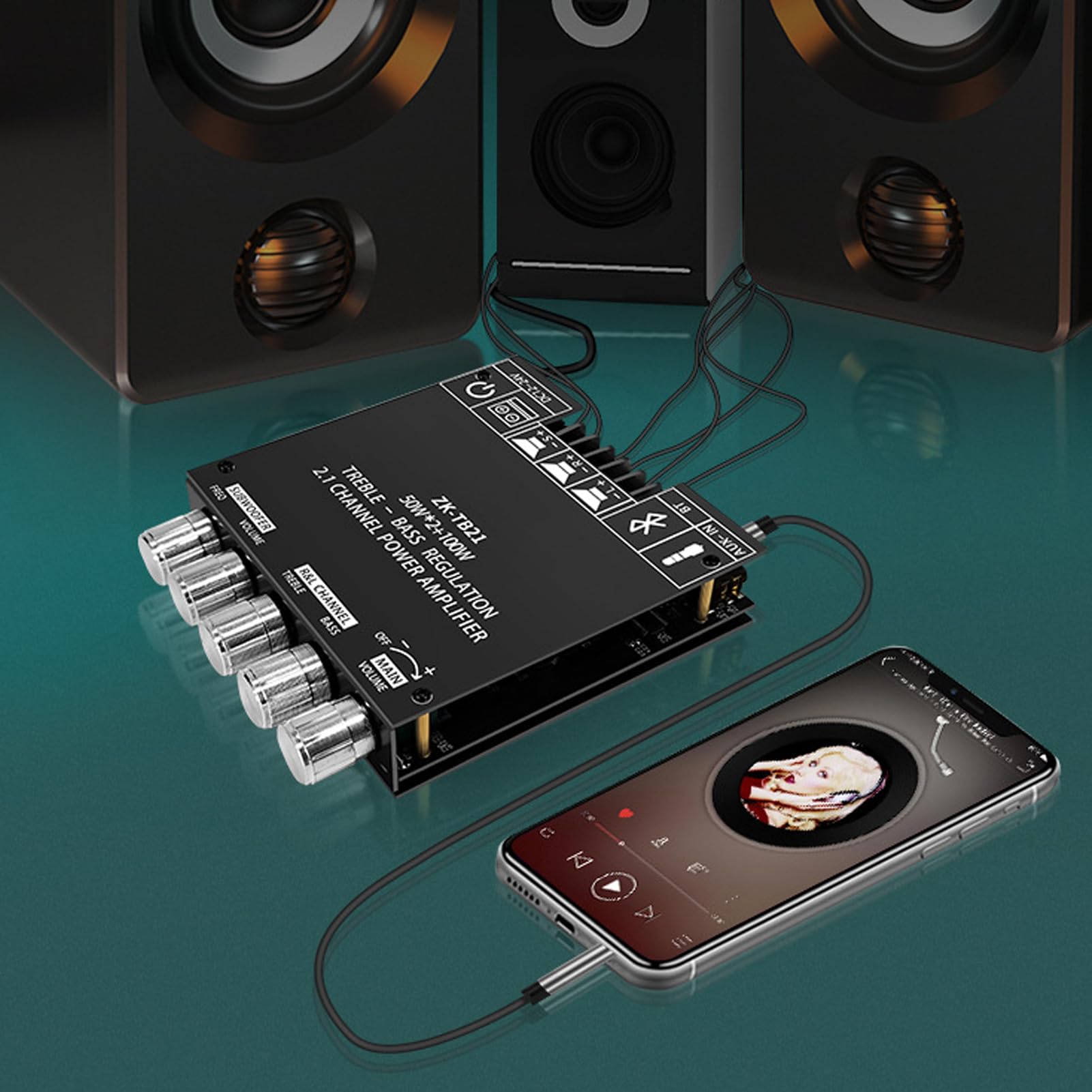 Home Audio Versterker,Hi-Fi versterker,TB21 Mini Bluetooth 5.0 versterker module bord 2.1-kanaal stereo geluidsversterker 50W×2 100W subwoofer digitale eindversterker