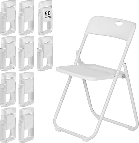 Miniatura 16 de Paquete de 10 sillas plegables de plástico negro, silla plegable ligera con capacidad de 350 libras, marco de metal fácil de plegar y almacenar,