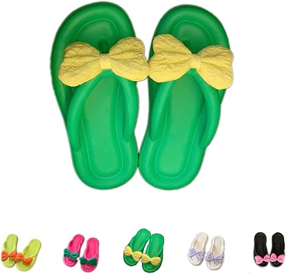 Bowknot Slippers Flip Flops Candy Color Cute Girl Bow Flip-flops Bathroom Slip-on Sandals Beach Shoes Bathroom Slippers