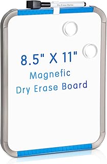 Deli Magnetic Dry Erase Board, 8.5 x 11 Inches, Small White Board with Markers & Magnets for Refrigerator, Locker, Kids, S...