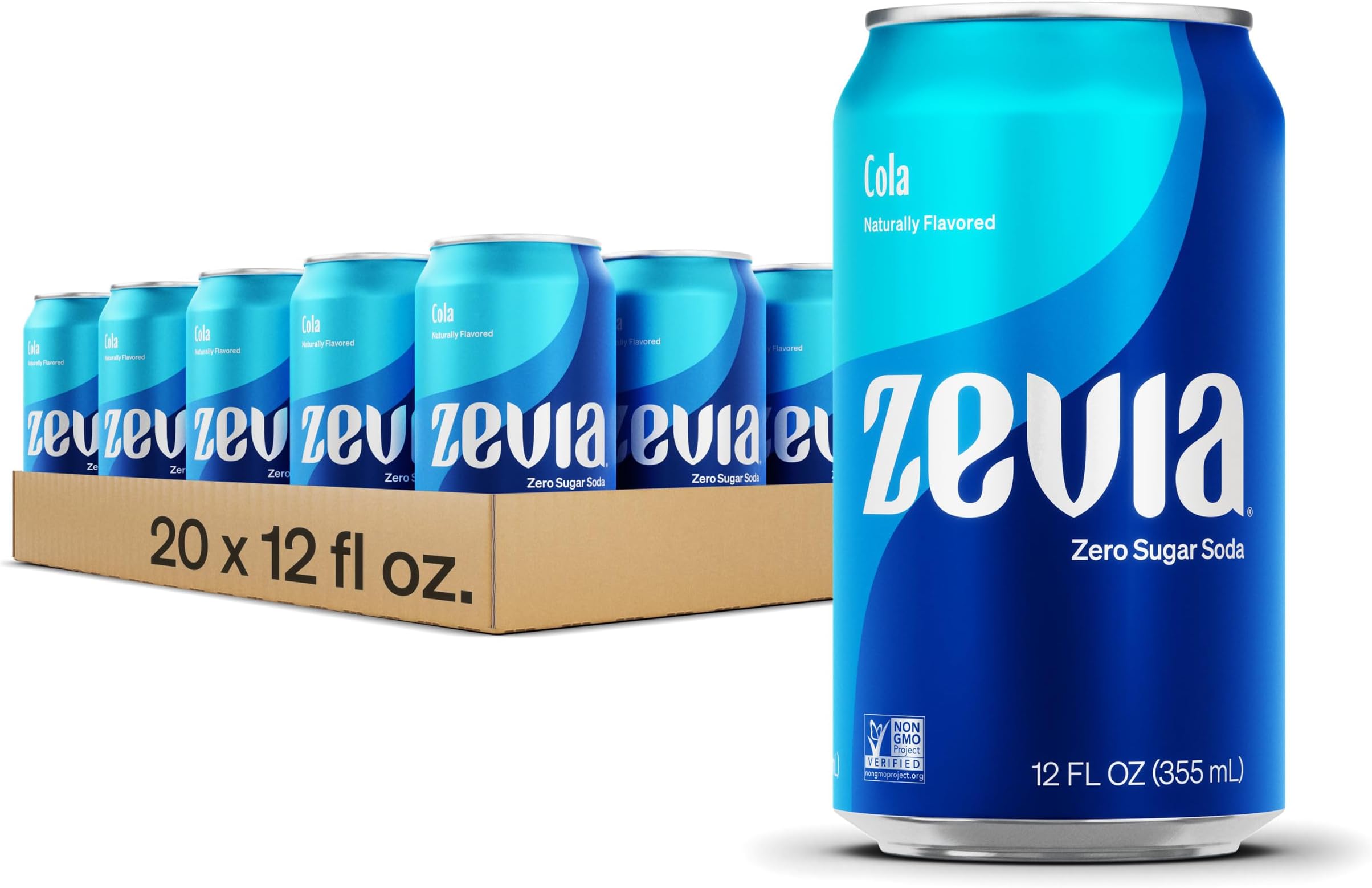 Zevia Zero Calorie Soda, Cola, 12 Ounce Cans (Pack of 20)