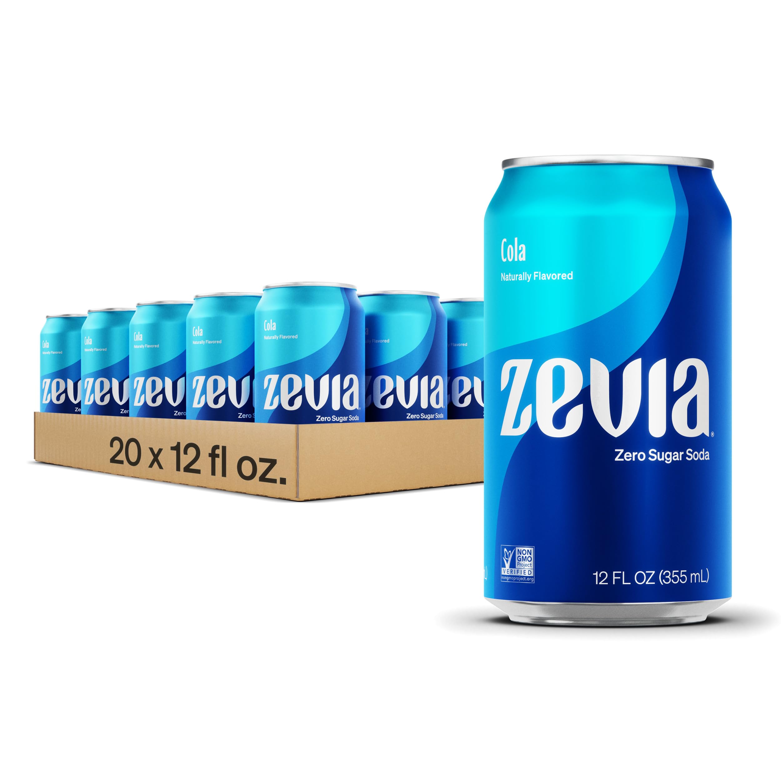Zevia Zero Calorie Soda, Cola, 12 Ounce Cans (Pack of 20)