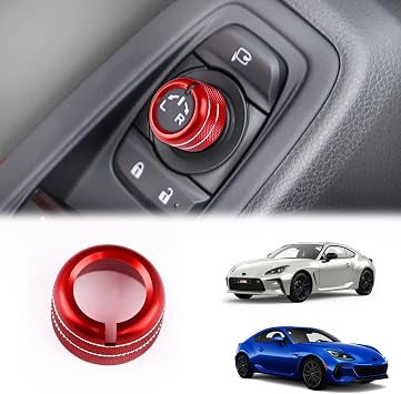 KUNGKIC New Model Toyota GR86 ZN8 Subaru BRZ ZD8 2021 2022 2023 2024 2025 Compatible Mirror Adjustment Switch Zinc Alloy Aluminum Cover Control Knob Ring Cover Interior Parts Accessory Red 1 Piece