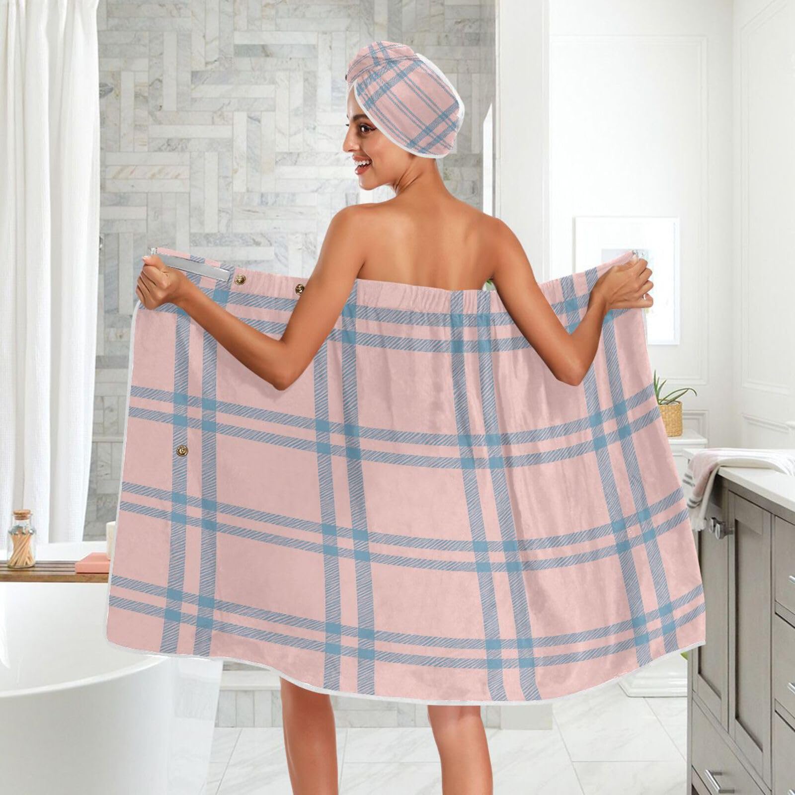Lot de 3 serviettes pour femme - Fermeture réglable - Séchage rapide - Pour (utilisateur) (scénario), peignoir + séchage des cheveux + bandeau