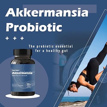 Akkermansia Probiotic with Prebiotic Fiber - Increases GLP-1 Production, Delayed Release, Third-Party Tested, 100M AFU Live Strain for Gut Health for Men & Women (1pc)