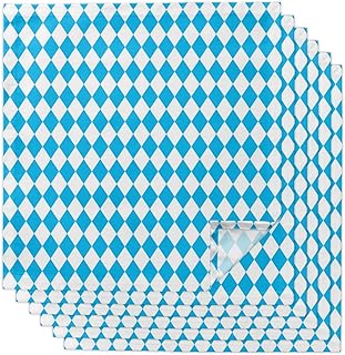 Cloth Napkin, Flag Check Absorbent Linen Napkins Reusable Washable Blue White Kitchen Table Napkin Cloth Cocktail Napkins for Weddings Party 6 Packs 20 x 20 in