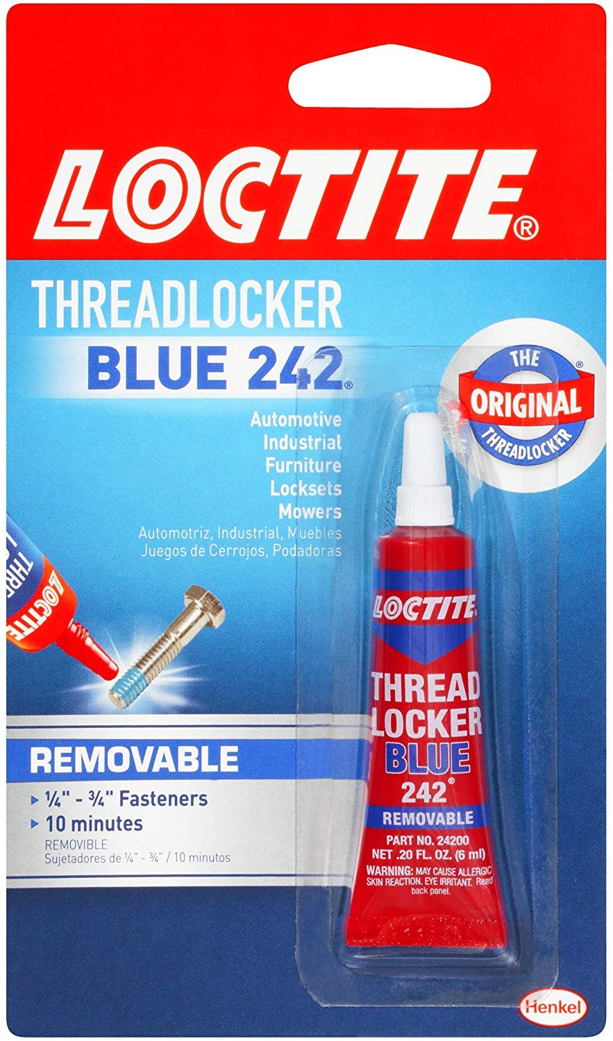 Loctite Threadlocker Blue 242 Nut/Bolt Locker : Automotive