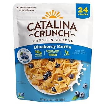 Catalina Crunch Protein Cereal Blueberry Muffin Keto, Gluten Free, No Added Sugar, High Protein Big 24 oz Family Size Bag, Low Carb Breakfast Cereal
