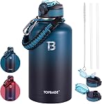 TOPBADE 32oz Water Bottle Stainless Steel with Straw, Insulated Water Bottle with Paracord Handle & Spout Lids, Double Wall Sweat-Proof BPA-Free Metal Insulated Flask