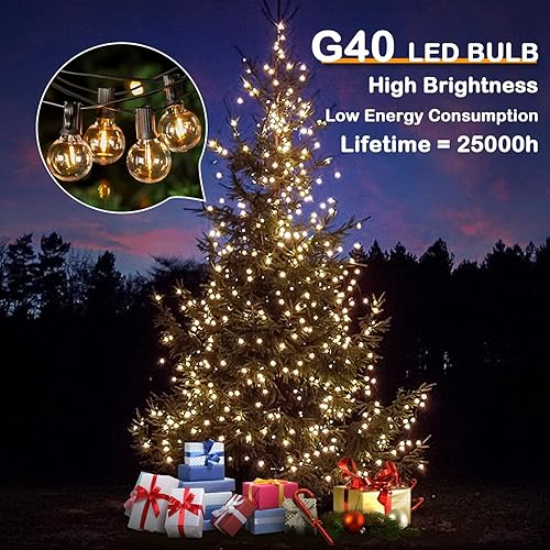 Miniatura 5 de Luces de cadena LED globo de 150 pies para exteriores, patio regulable con 75+2 bombillas G40 irrompibles, impermeables para colgar en el exterior,