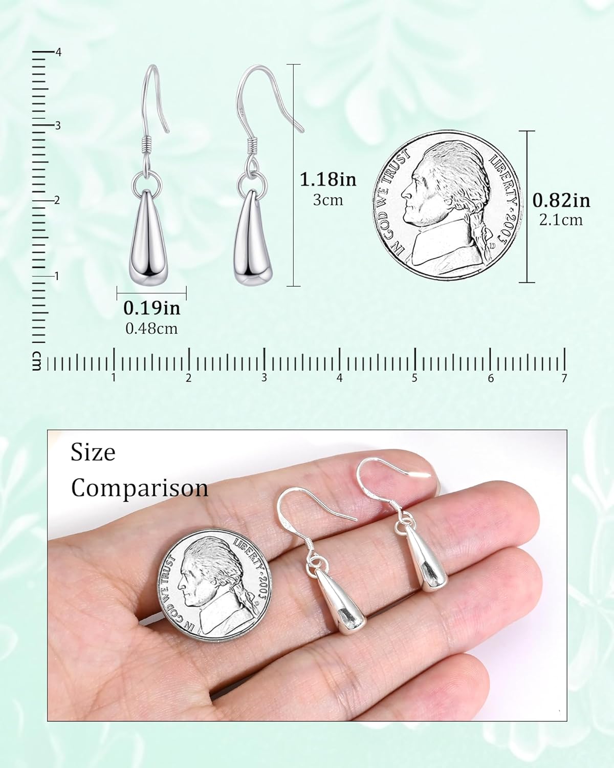 925 Sterling Silver Teardrop Dangle Earrings for Women, Tiny Minimalist Silver Drop Dangle Earrings Trendy for Women Hypoallergenic Small Tear Drop Jewelry Gifts - Image 4