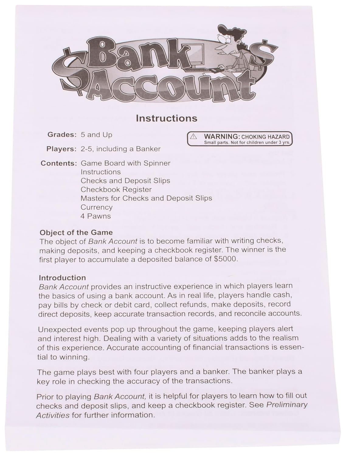 Learning ADVANTAGE-4377 Bank Account Money Game