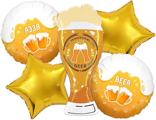 Globos de Oktoberfest, globos de papel de aluminio para cerveza, taza de cerveza, globos de Mylar de animación, forma redonda, globos de aluminio,