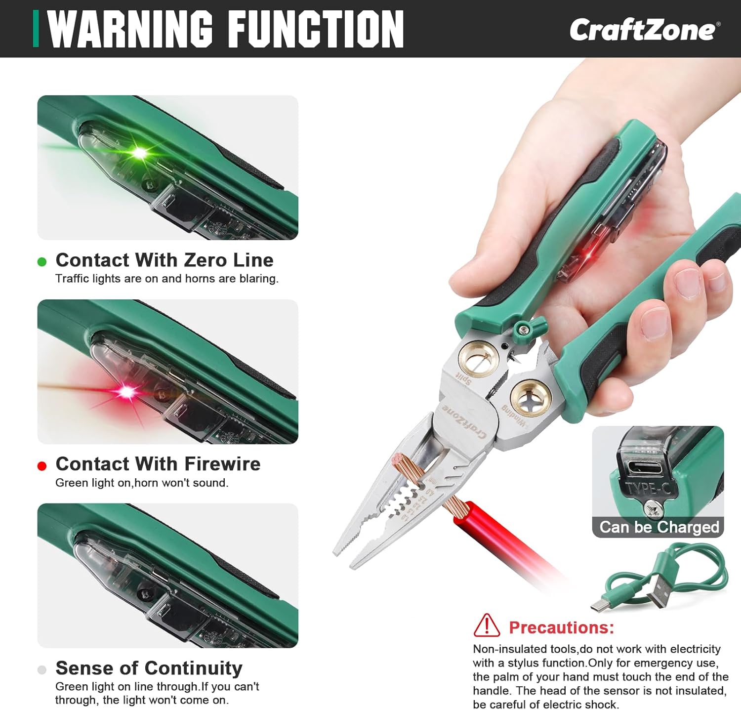 8 in 1 Wire Stripper with Voltage Tester, Multi-function Electric Wire Stripping Tool for Cutting and Pulling Pliers, Electrical Pliers for Wire Cutting Stripping Crimping Repair Tool